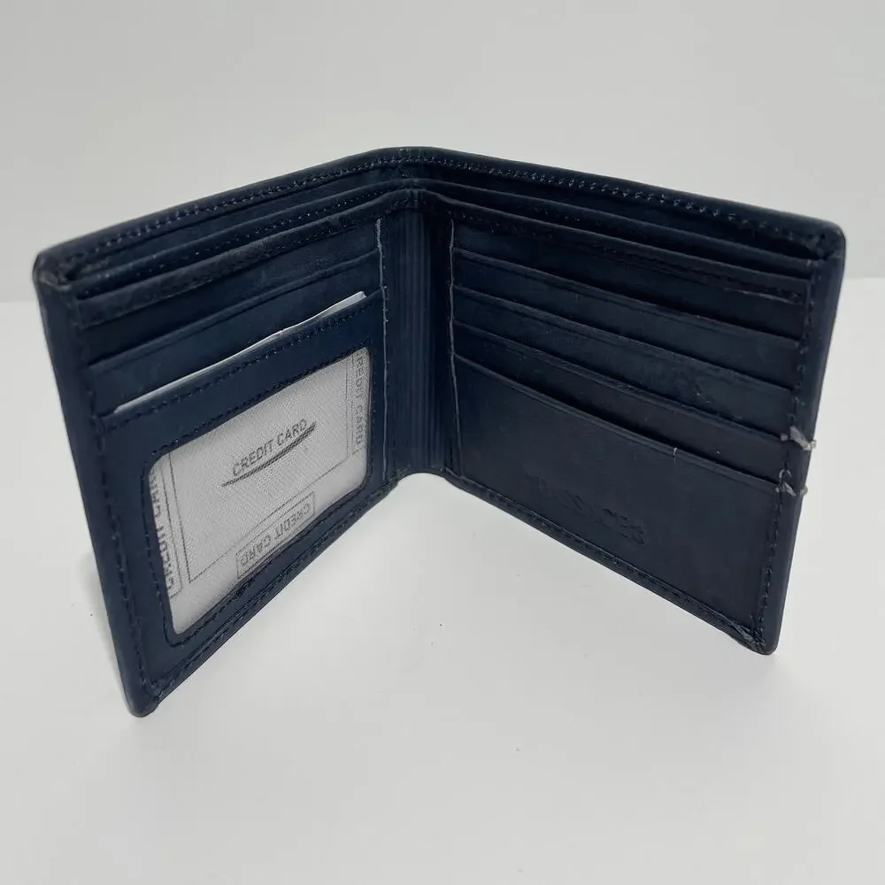 Mens Passage Blue Stripe Leather RFID Wallet in Gift Box 3.5x4.5